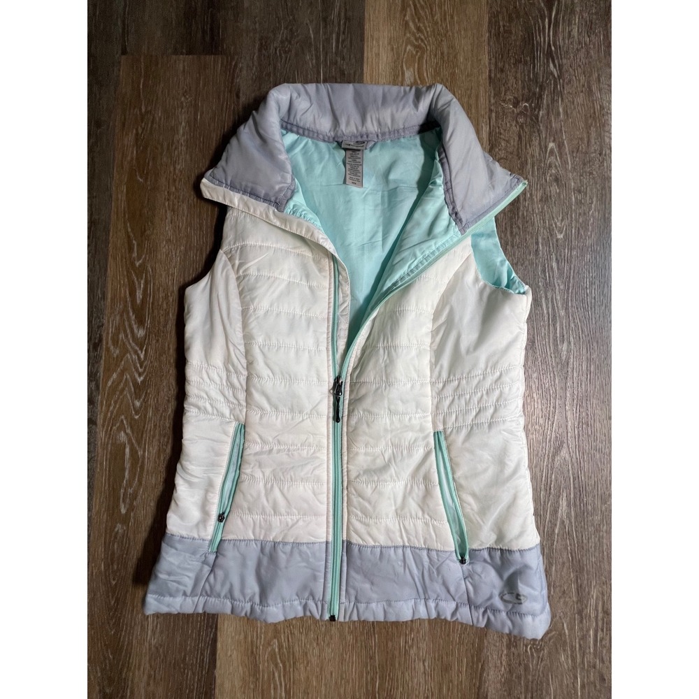 C9 by Champion Puffer Vest Womens Medium White Grey Mint Green Excellent Quilted